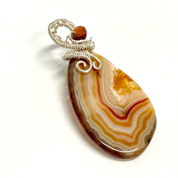 HANDMADE Agate Stone Hand Wrapped Pendant - Picture 8 of 10